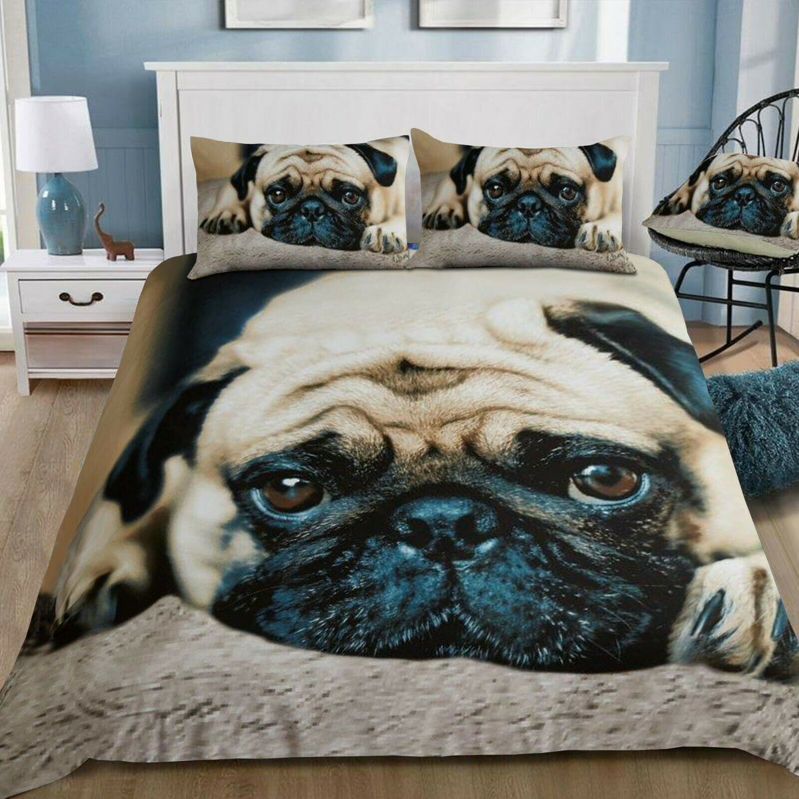 Pug duvet cover clearance double