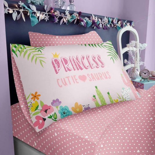 Pastel Dinosaur Reversible Kids Single Duvet Cover & Pillowcase