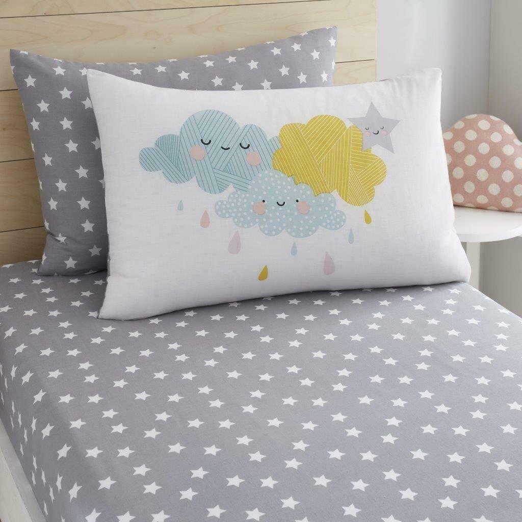 Happy Clouds Reversible Kids Single Duvet Cover & Pillowcase