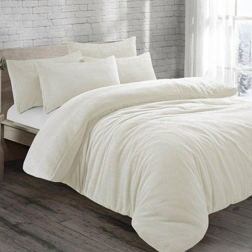 Cream Original Teddy Fleece Duvet Cover and Pillowcase Set