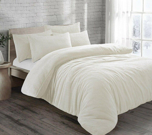 Cream Original Teddy Fleece Duvet Cover and Pillowcase Set