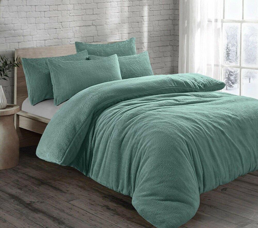 Teal Original Teddy Fleece Duvet Cover and Pillowcase Set