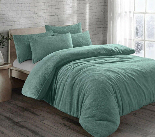 Teal Original Teddy Fleece Duvet Cover and Pillowcase Set