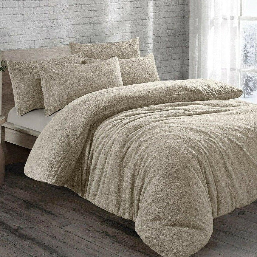 Luxury Teddy Fleece Original Duvet Set Natural