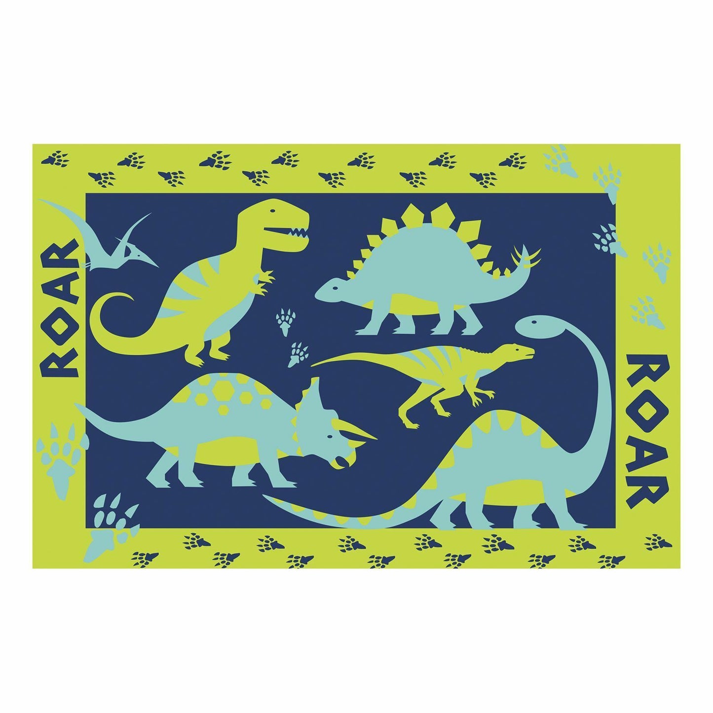 Kids Bedroom Non Slip Rug 60cm x 90cm Dinosaur