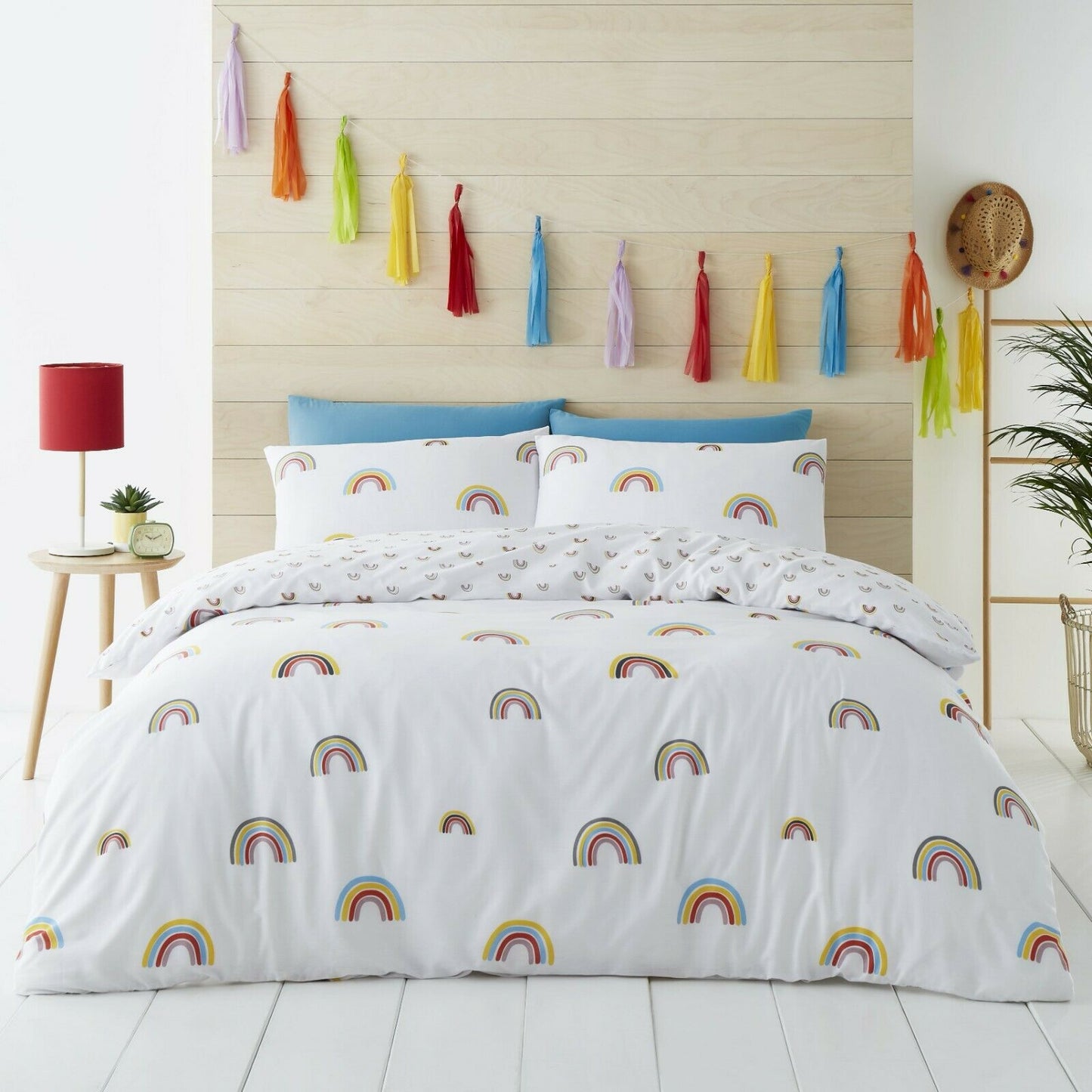 Rainbow White Multi Reversible Duvet Set GC