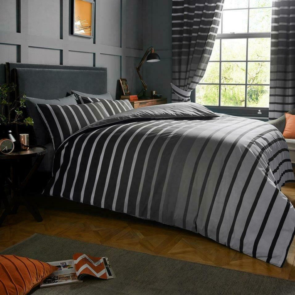 Oscar Grey Stripe Reversible Duvet Set GC