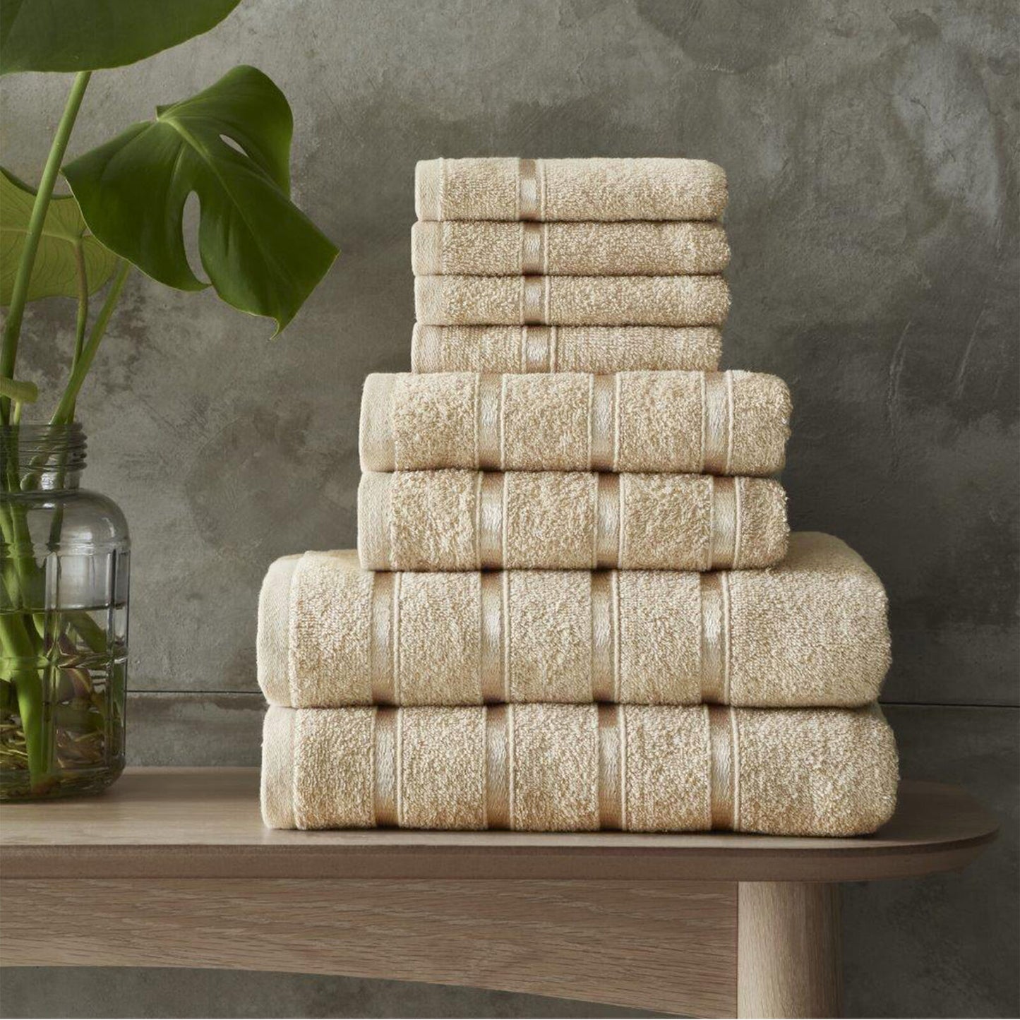 100% Egyptian Cotton Towel Bale Set 8pcs Pure Latte