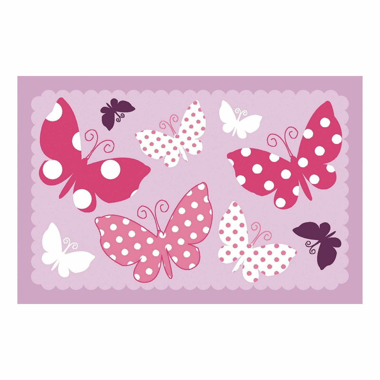 Kids Bedroom Non Slip Rug 60cm x 90cm Butterfly