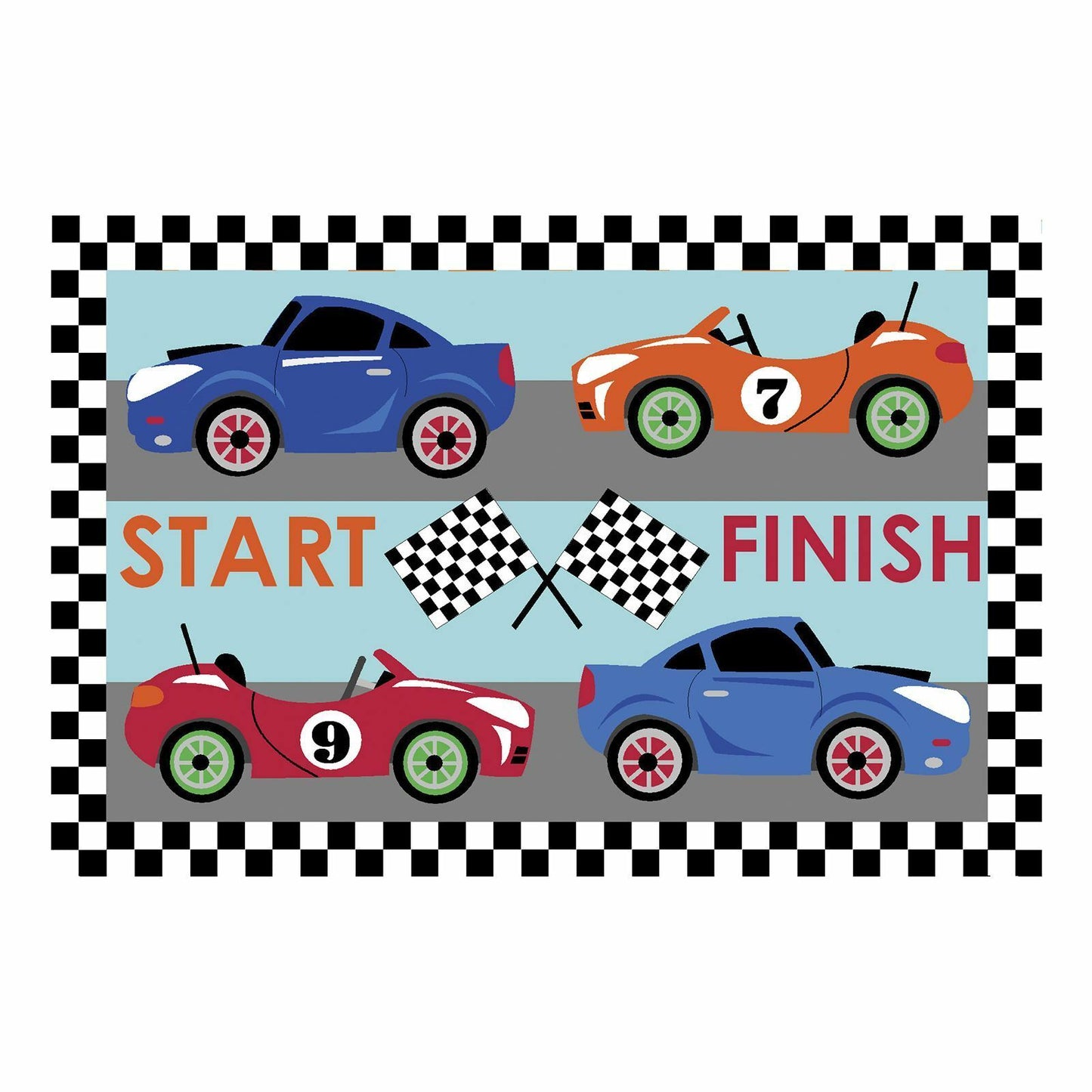 Kids Bedroom Non Slip Rug 60cm x 90cm Cars