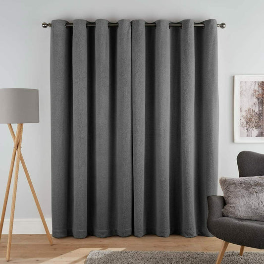 Thermal Teddy Fleece Ring Top Curtain Pair