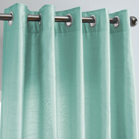 Luxury Faux Silk Eyelet Curtains (Duck Egg)