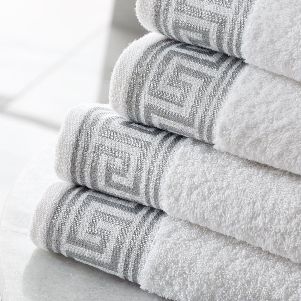 100% Egyptian Cotton Luxury Embroidered Greek Key Hand Towels