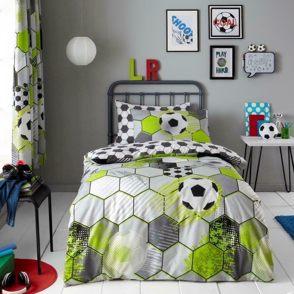 Football Stamp Reversible Kids Single Duvet Cover & Pillowcase