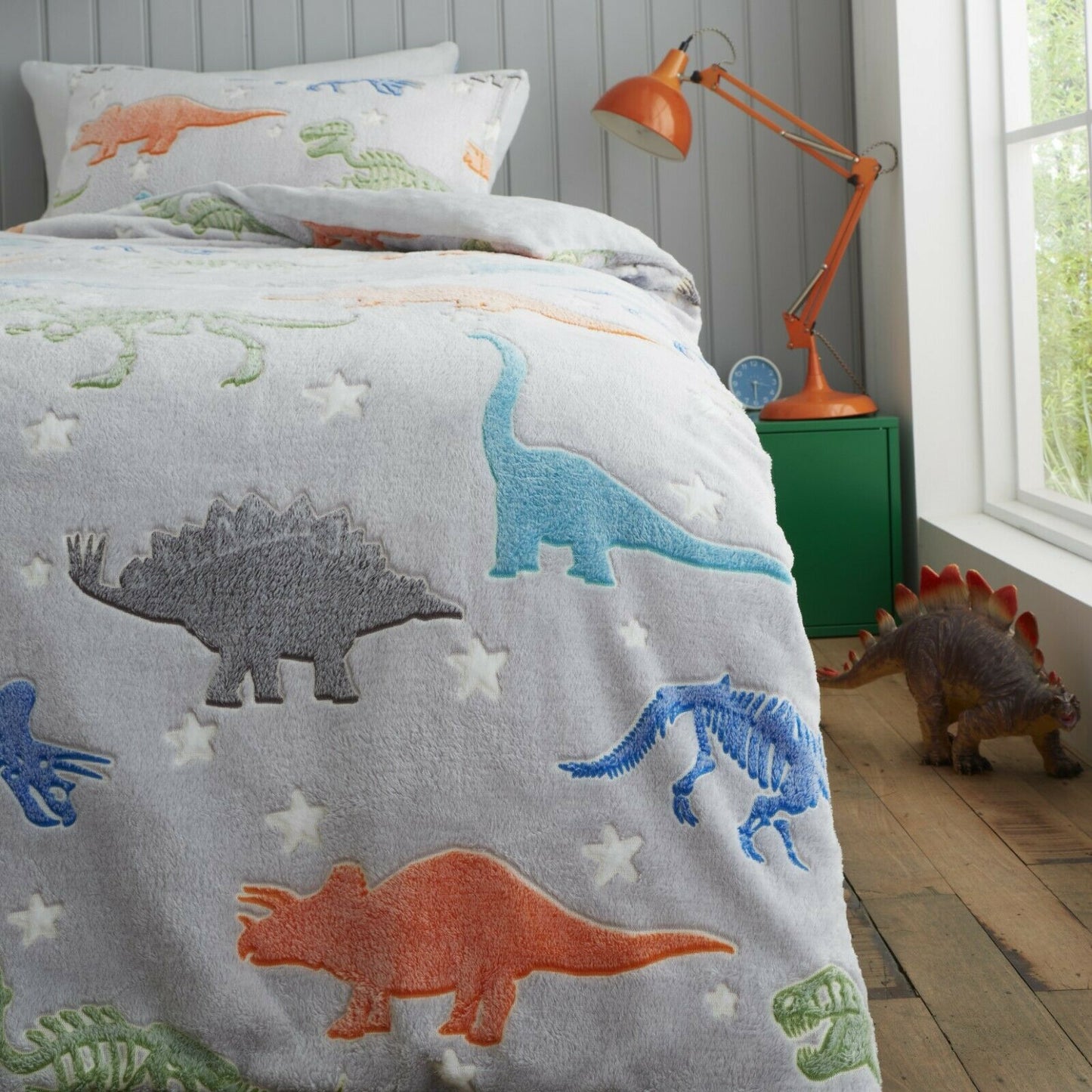 Teddy Fleece Glow in the Dark Dinosaur Duvet Set