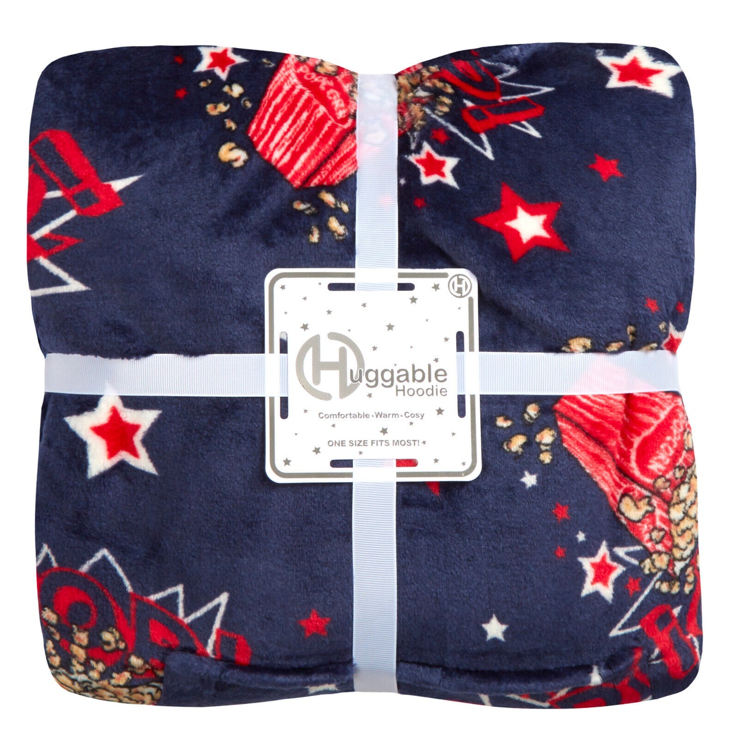 Popcorn Design Oversized Sherpa Fleece Hoodie Blanket