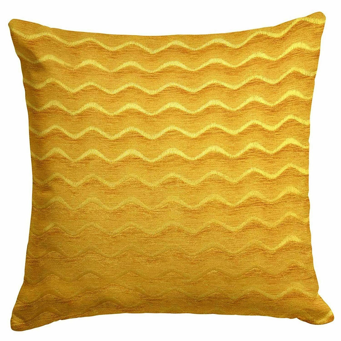 2 Pack Wavy Design Reversible Crushed Velvet 18" Cushion Cover Ochre
