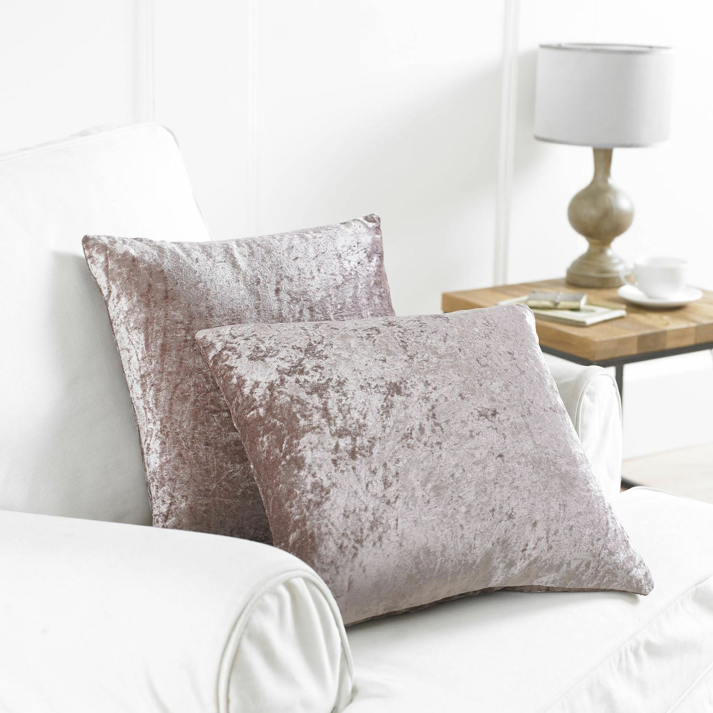2 Pack Crushed Velvet Reversible 18" Cushion Cover Blush Pink
