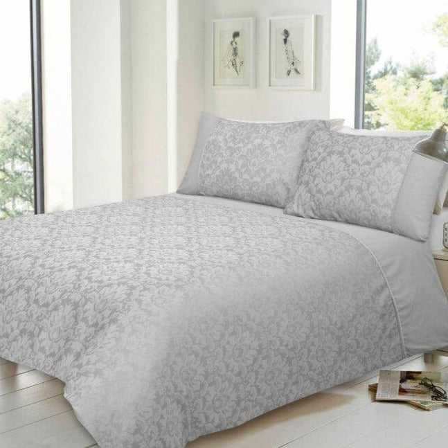 Damask Jacquard Duvet Set - Grey