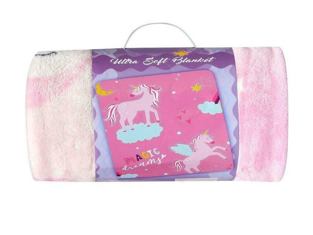 Super Soft Fleece Unicorn Pink Baby Blanket