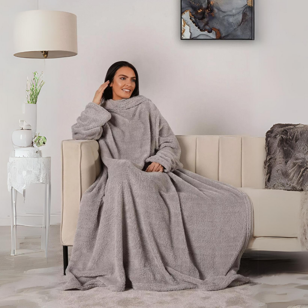 Wearable TV Blanket with Sleeves and Pocket