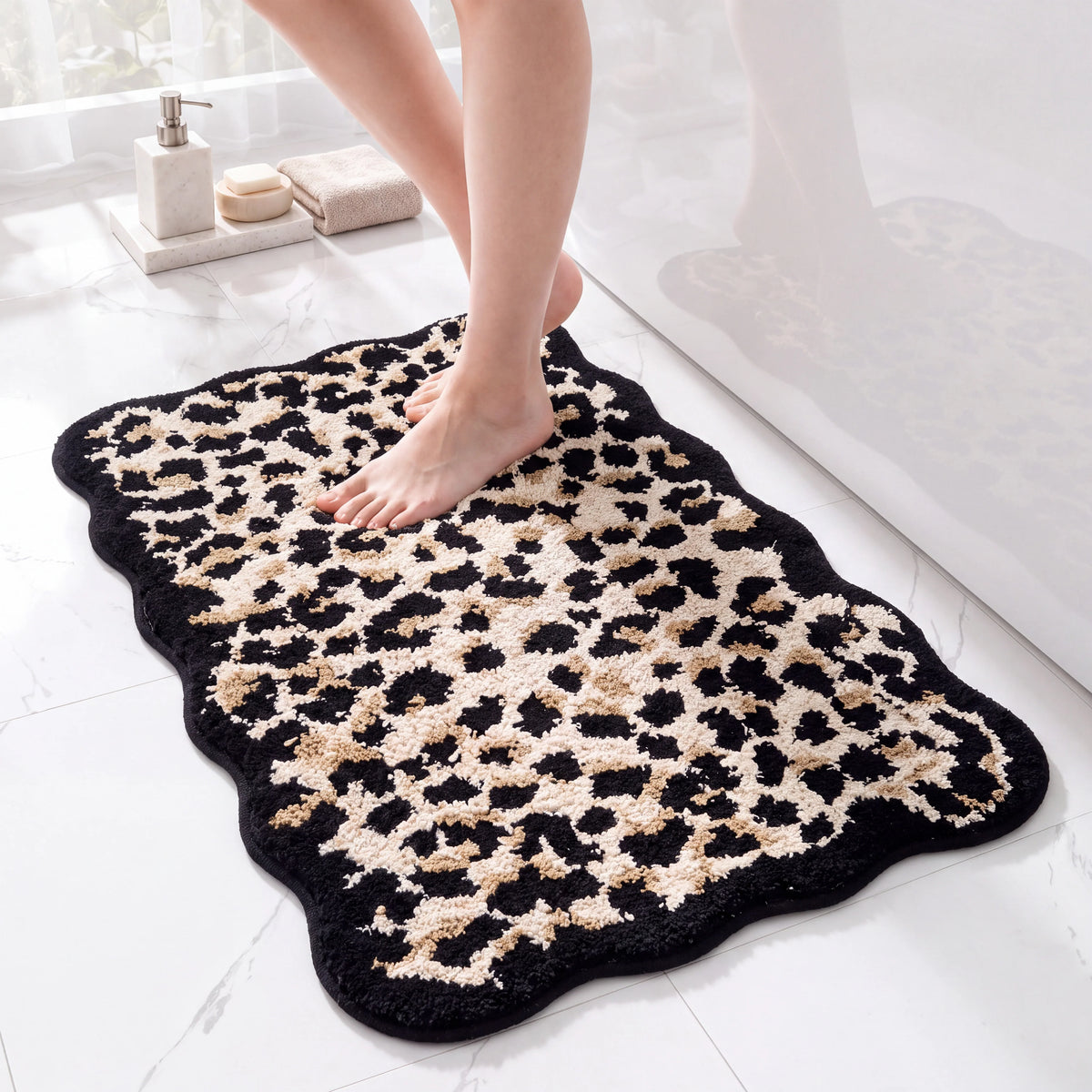 Leopard Print Design Bathroom Rug Bath Mat 50x80cm