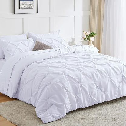 White Pintuck Pinch Pleat Duvet Cover & Pillowcase Set