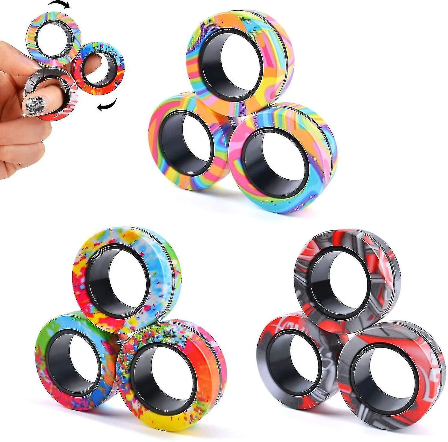 Magnetic Stress Relief Finger Ring x3