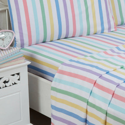 Candy Stripe Flannelette Brushed Cotton Sheet Set