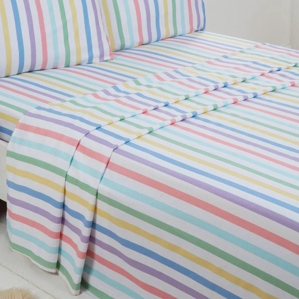 Candy Stripe Flannelette Brushed Cotton Sheet Set