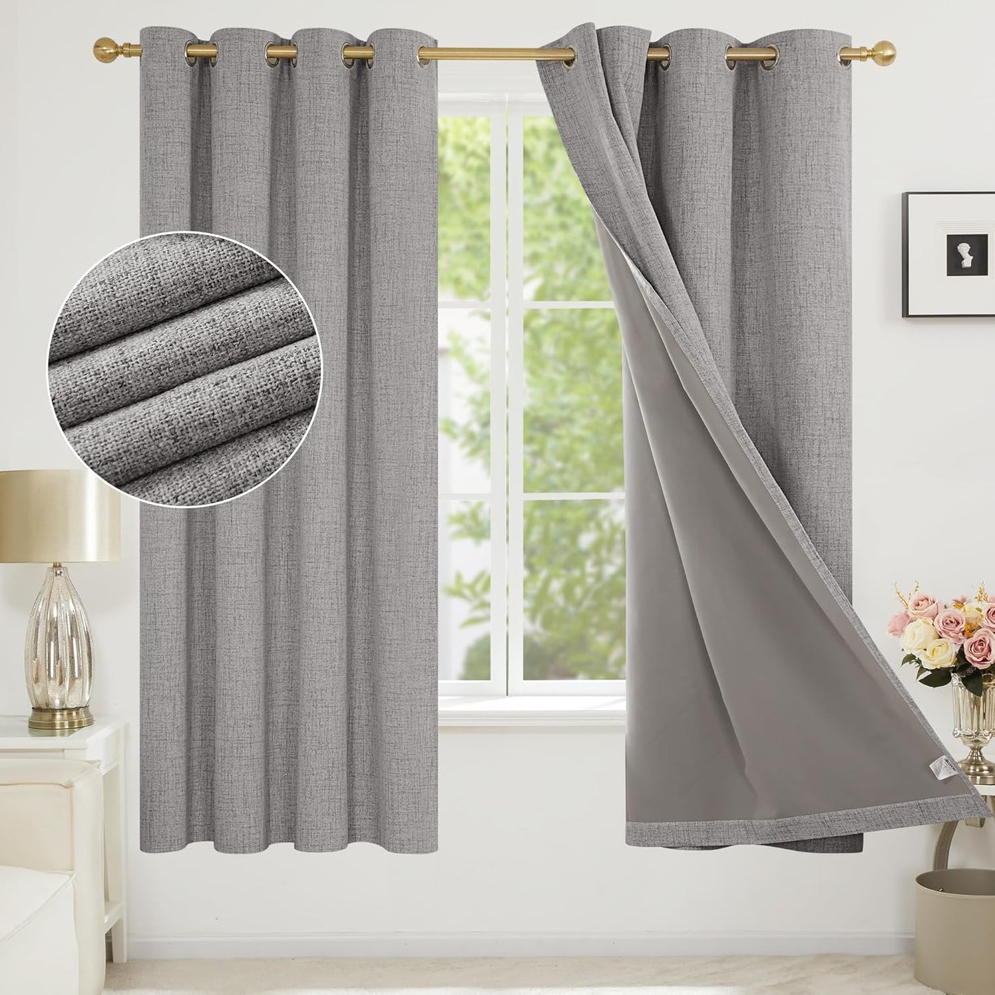 Linen Thermal Blackout Curtain Pair | 2 Colours