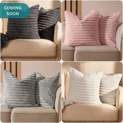 Faux Fur Thick Ribbed 18" Cushion Cover
