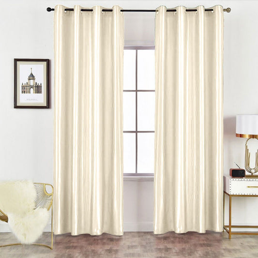 Luxury Faux Silk Eyelet Curtains (Cream)