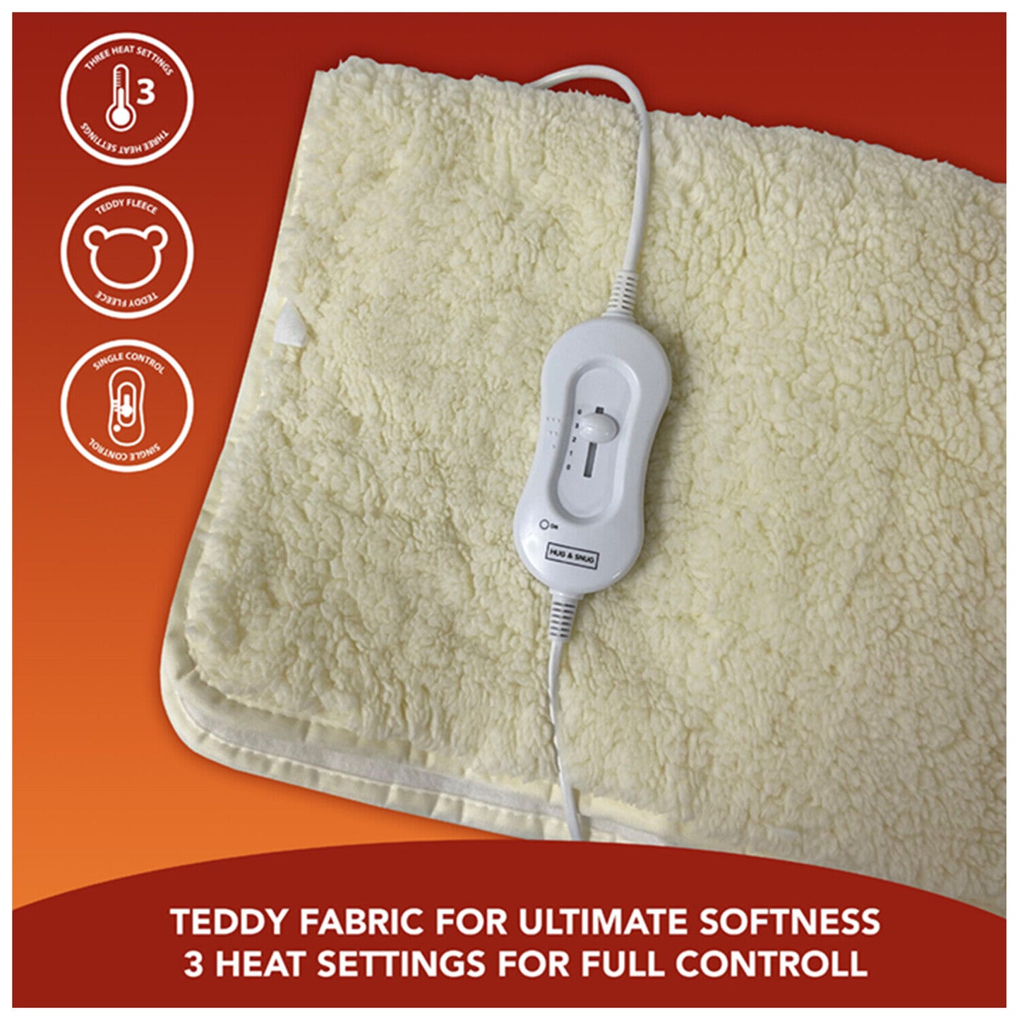 Teddy Fleece Electric Heated Comfort Control Under Blanket