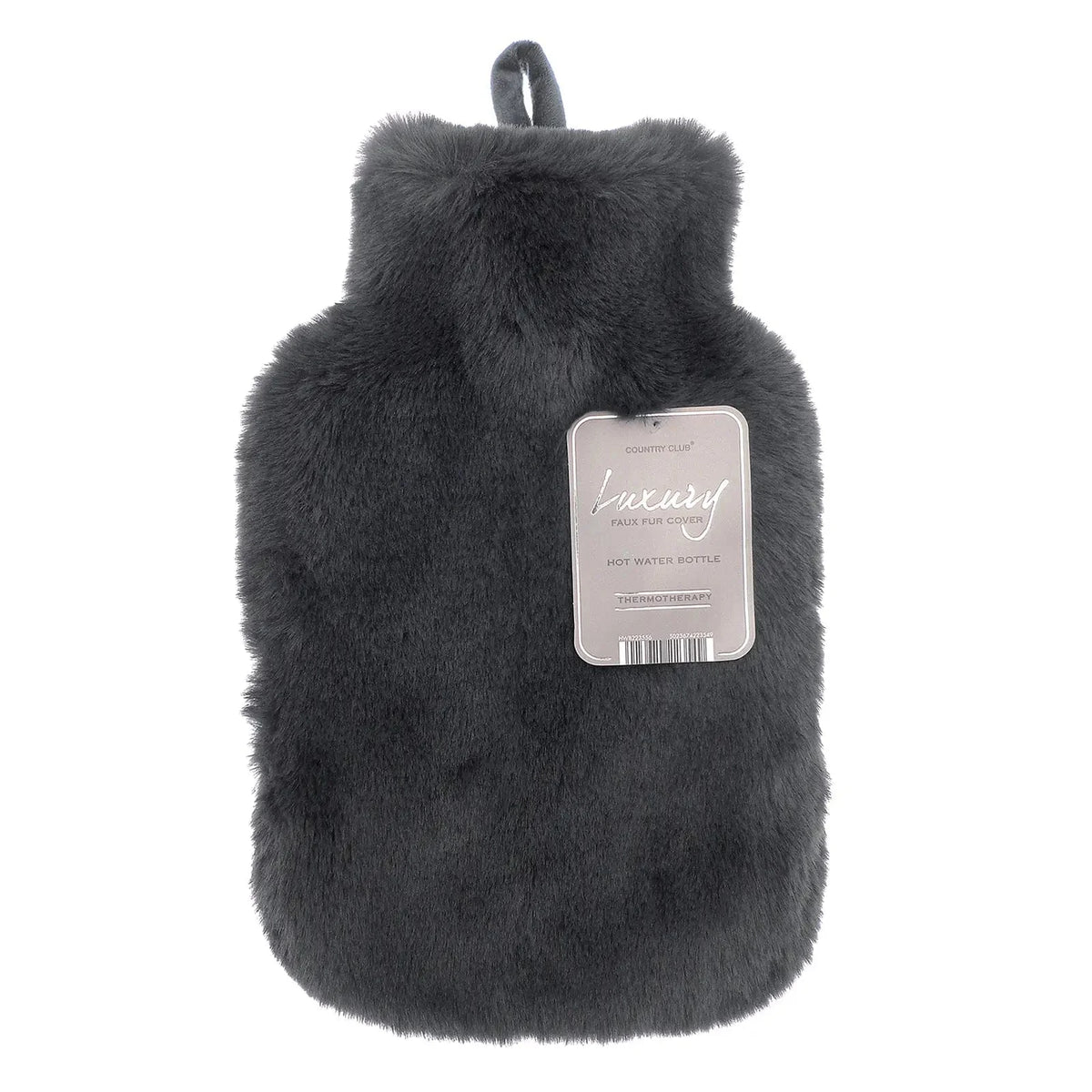 Super Luxury Faux Fur Hot Water Bottle - Charcoal Grey
