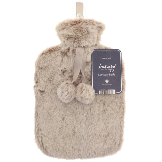 Honey Mink Tipped Faux Fur 2L Hot Water Bottle