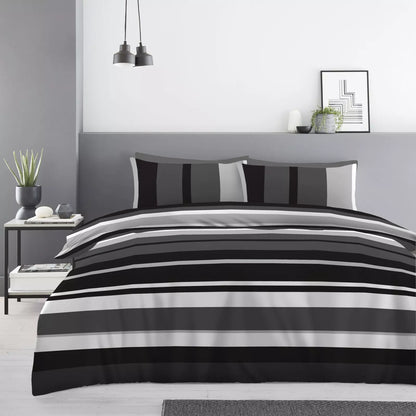 Seth Stripe - Complete Collection Duvet Set With Fitted Sheet