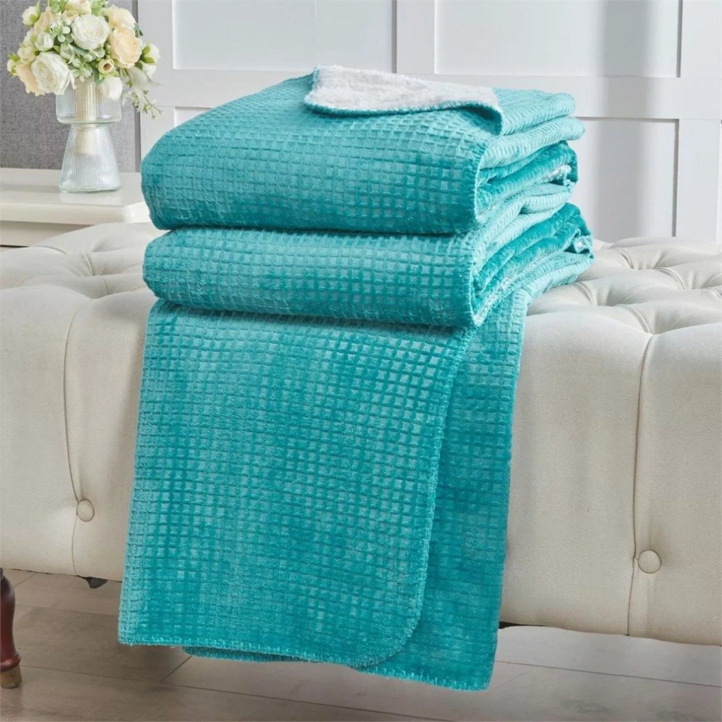 Embossed Flannel Sherpa Throw