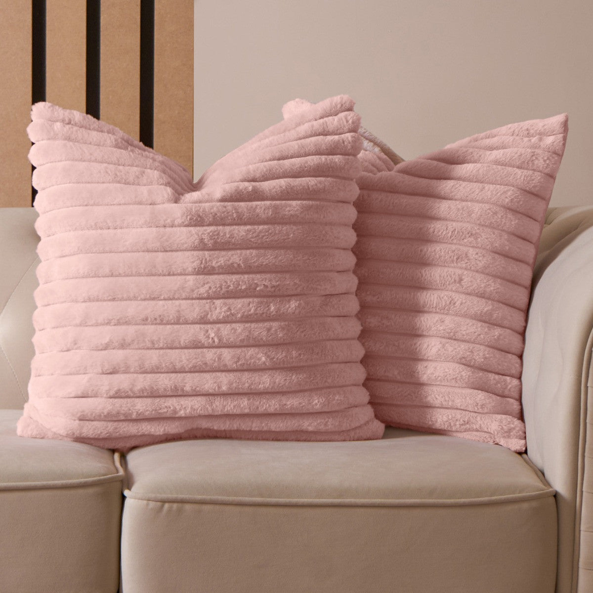 Faux Fur Thick Ribbed 18" Cushion Cover