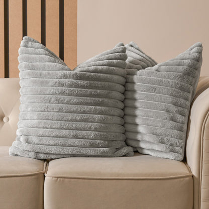 Faux Fur Thick Ribbed 18" Cushion Cover
