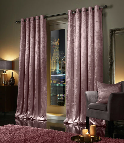 Luxury Crushed Velvet Lined Curtain Pair