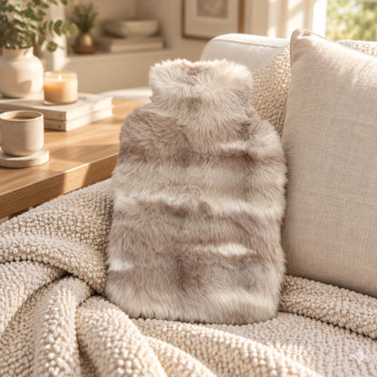 Pebble Ombre Faux Fur 2L Hot Water Bottle - Mink