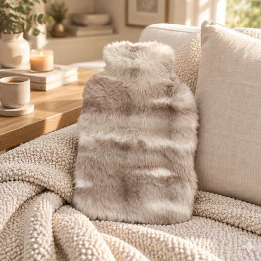Pebble Ombre Faux Fur 2L Hot Water Bottle - Mink