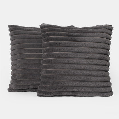 Faux Fur Thick Ribbed 18" Cushion Cover