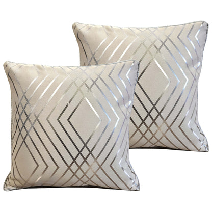 Geo Sparkle 18" Silver Foil Cushion Cover
