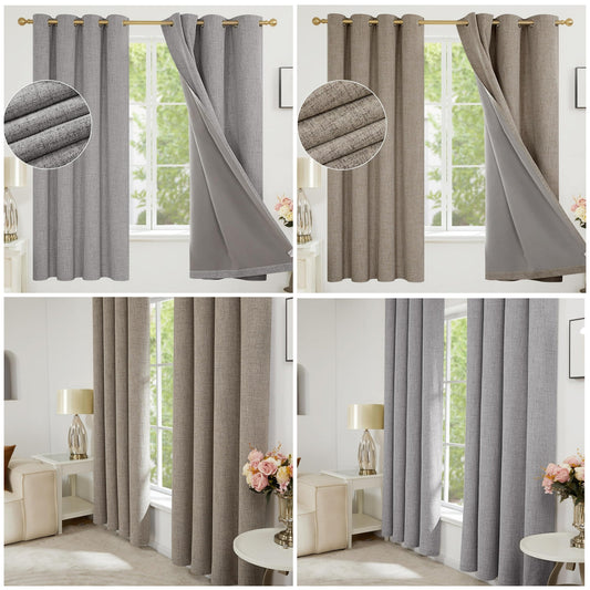 Linen Thermal Blackout Curtain Pair | 2 Colours