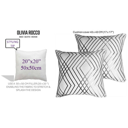 Geo Sparkle 18" Silver Foil Cushion Cover