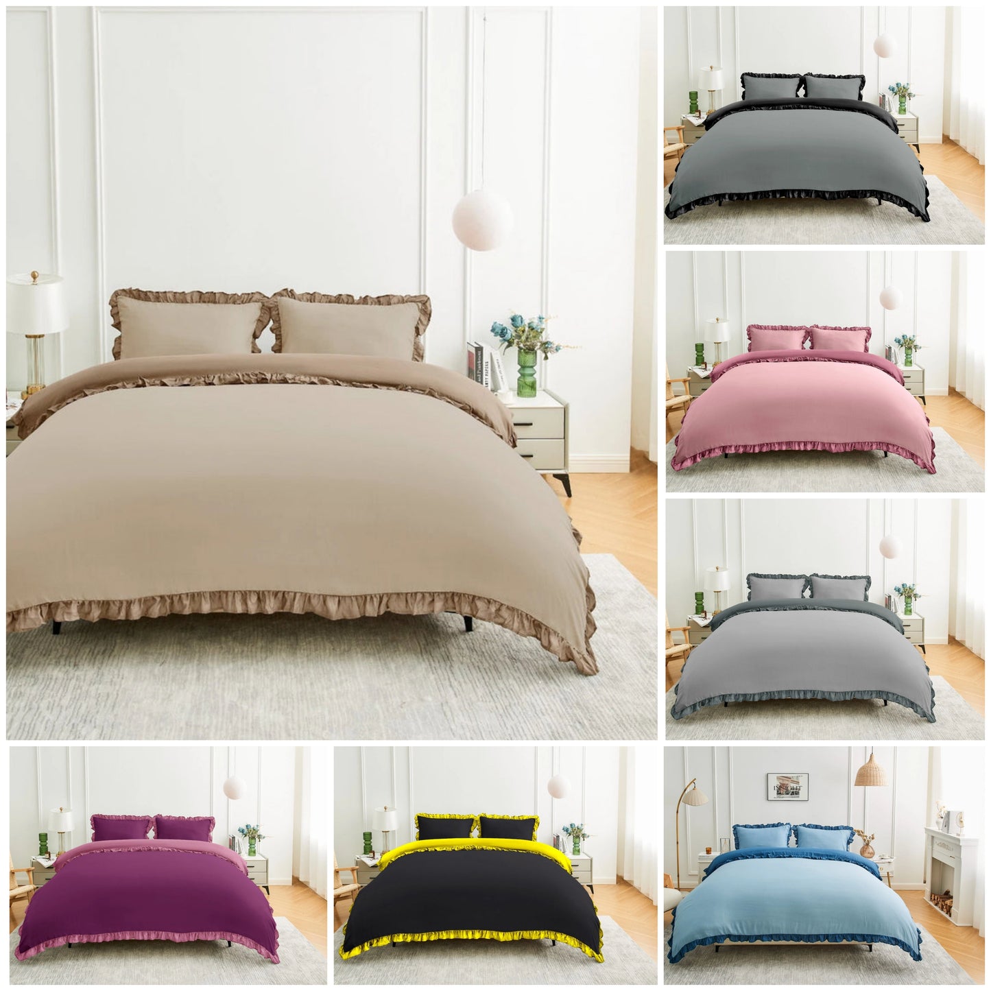 Ruffled Frilled Border Duvet Cover & Pillowcase Set