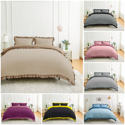 Ruffled Frilled Border Duvet Cover & Pillowcase Set