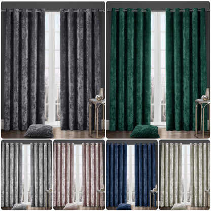 Luxury Crushed Velvet Lined Curtain Pair